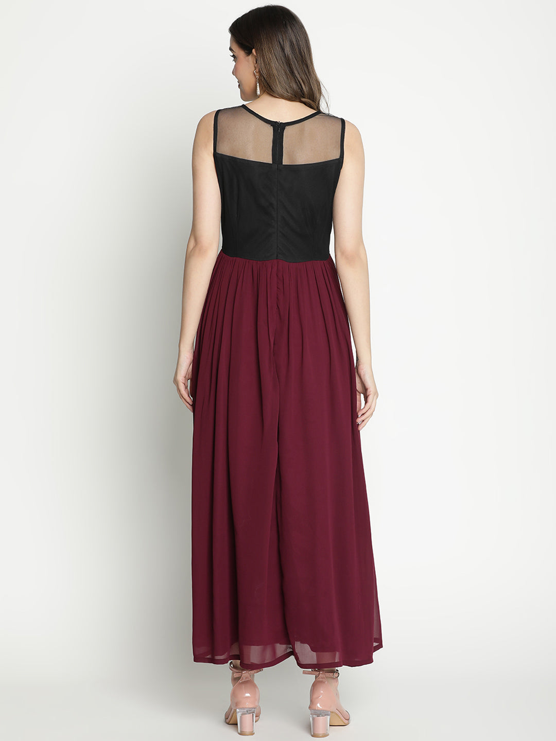 Maxi,Multicolor Dress,Maxi Dress,Round Neck Dress,Sleeveless Dress,Multi Sequined Dress
