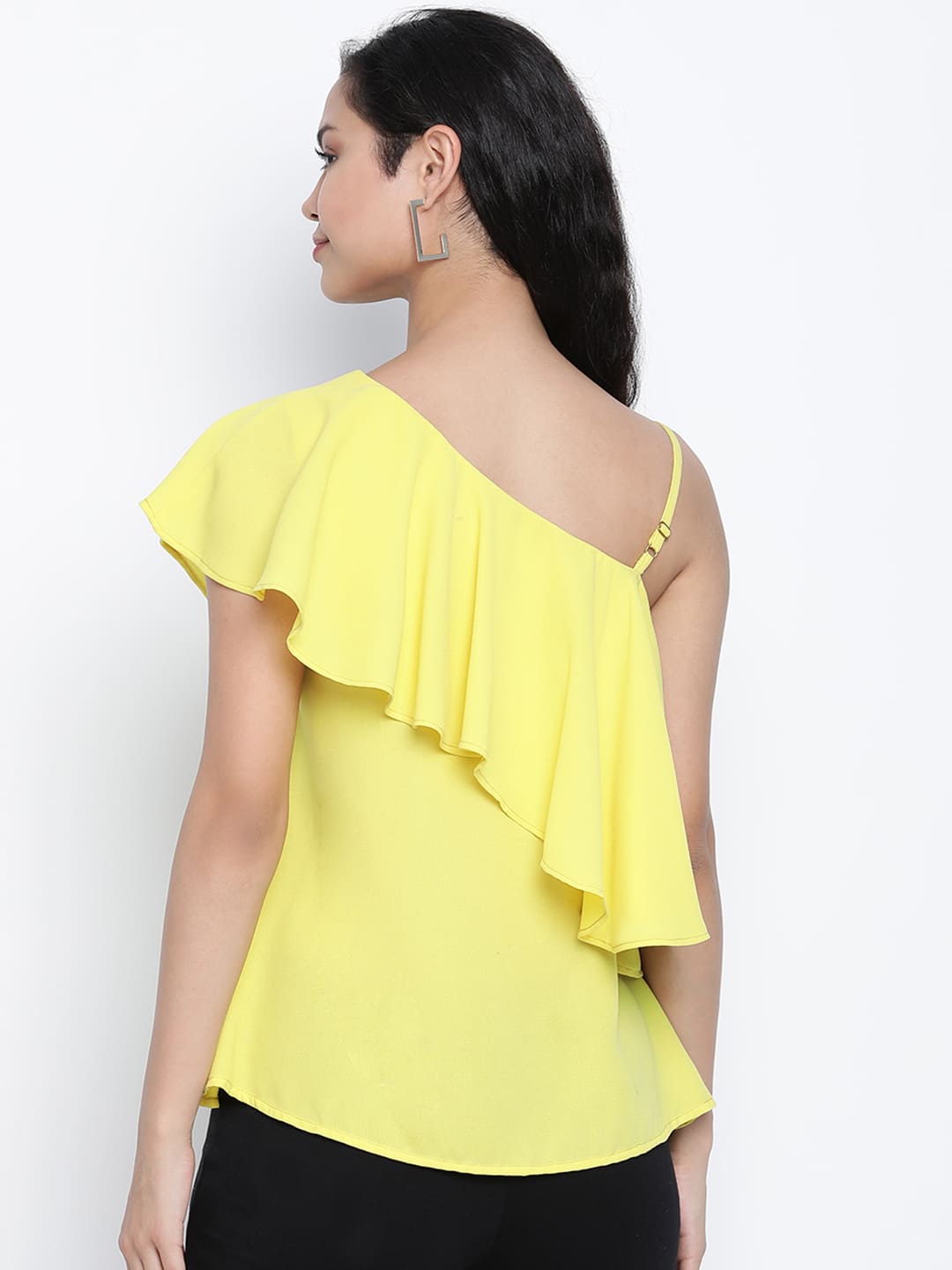 Regular,Yellow Top,Regular Top,Cold Shoulder Top,Sleeveless Top,Yellow Solid Top