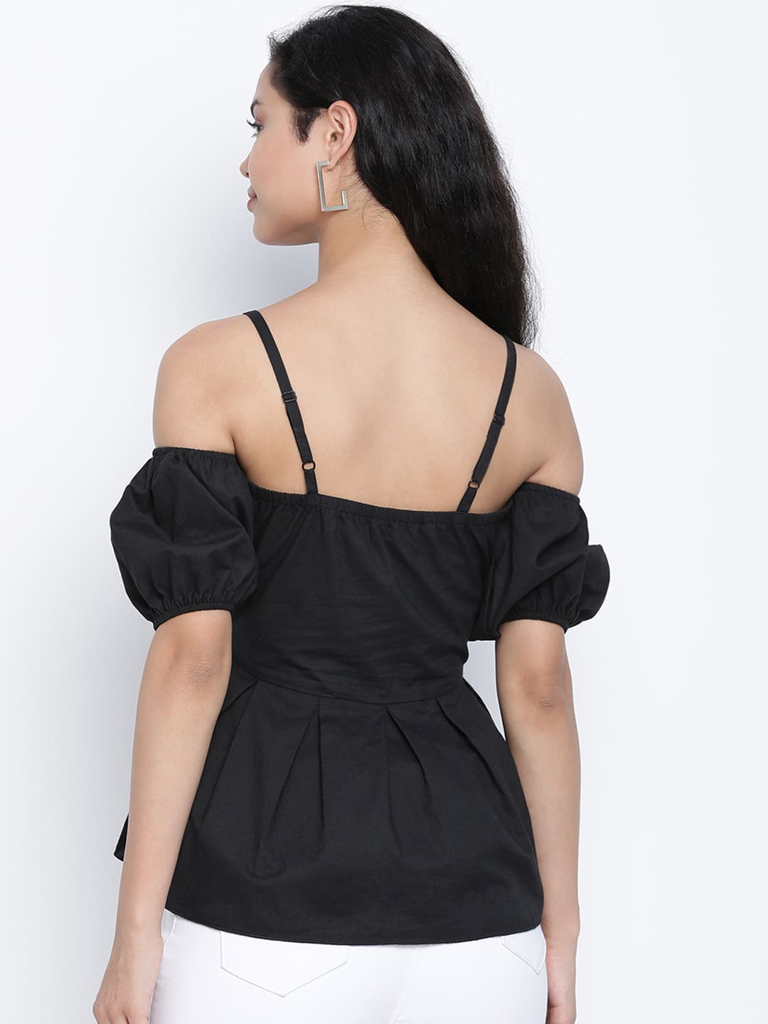 Crop Top,Black Top,Crop Top,V-Neck Top,Sleeveless Top,Black Solid Top