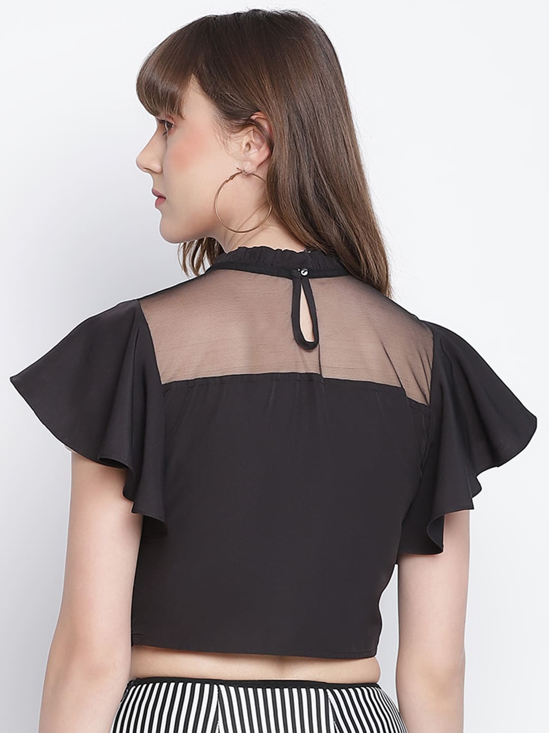 Crop Top,Black Top,Crop Top,Round Neck Top,Sleeveless Top,Black Solid Top