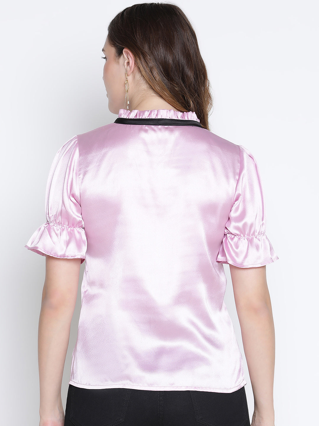 Regular,Pink Top,Regular Top,Round Neck Top,Short Sleeves Top,Pink Solid Top