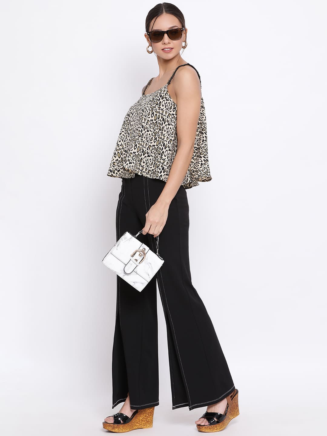 Spaghetti Top,Multicolor Top,Spaghetti Top,Off Shoulder Top,Sleeveless Top,Multi Animal Print Top