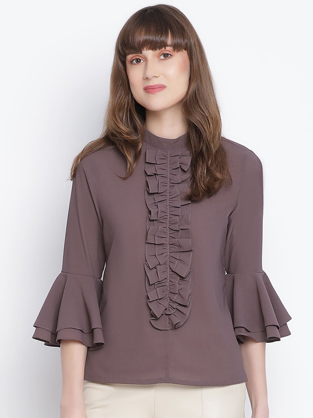 Regular,Grey Top,Regular Top,Round Neck Top,Quater Sleeves Top,Grey Solid Top