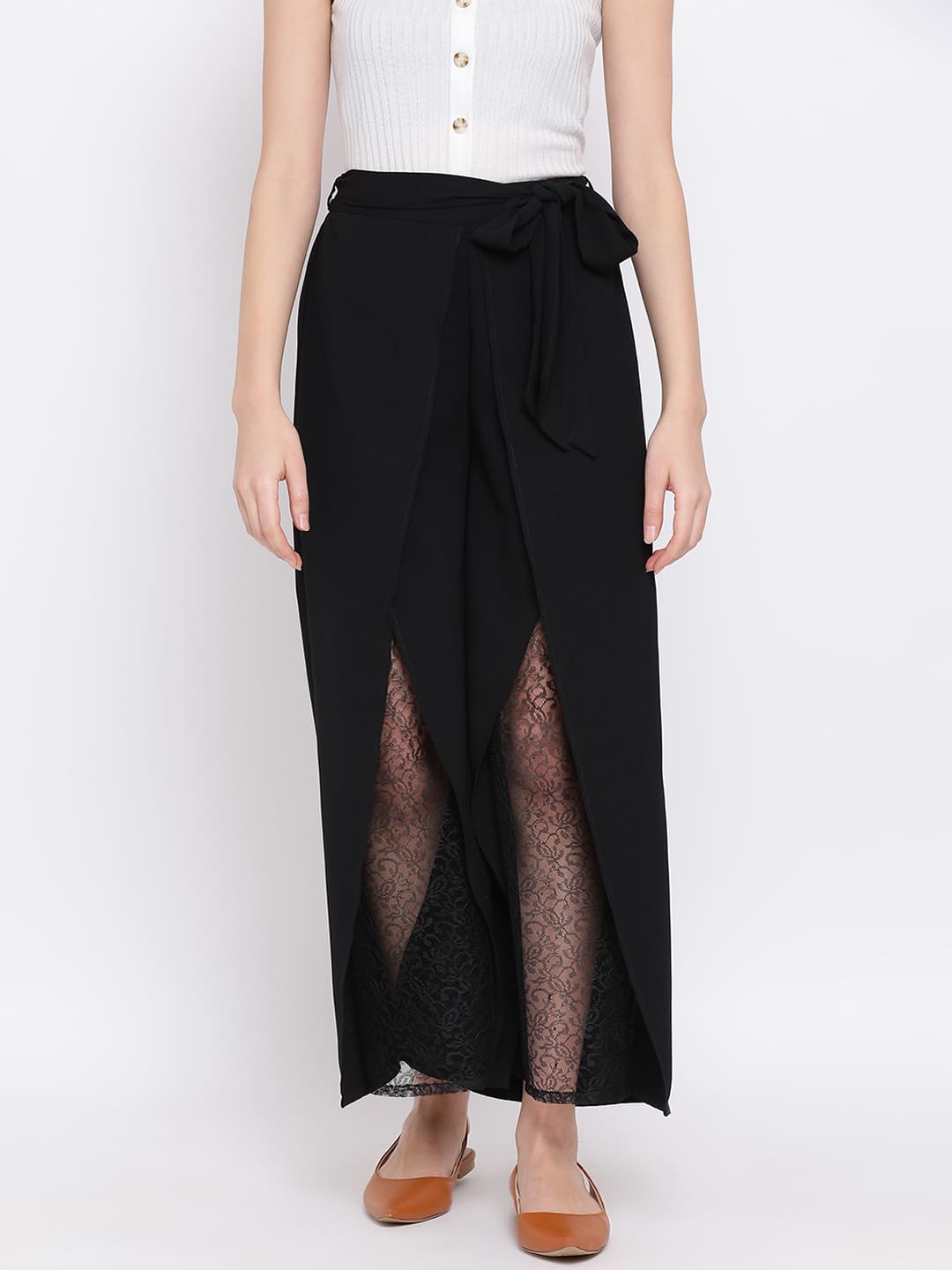 ,Black Palazzo,Black Solid Palazzo