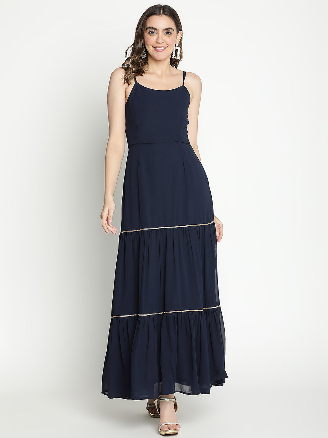 Maxi,Blue Dress,Maxi Dress,Round Neck Dress,Sleeveless Dress,Blue Solid Dress