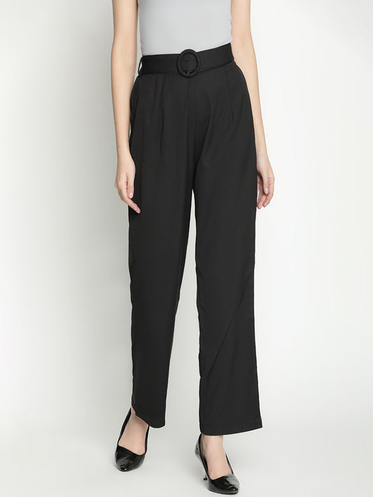 Ankle Length,Black Trouser,Ankle Length Trouser,Black Solid Trouser