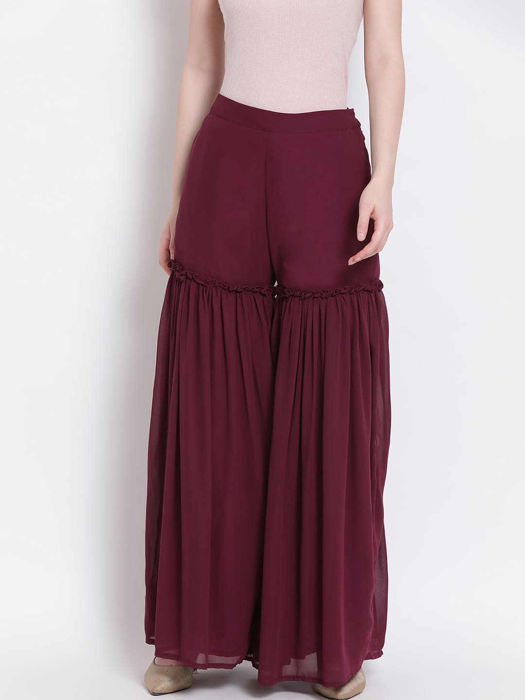 Maroon Palazzo,Maroon Solid Palazzo