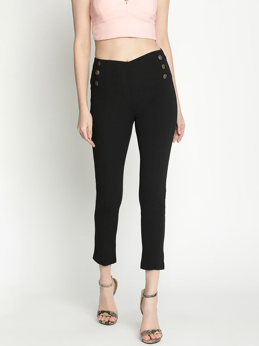 Above Ankle,Black Trouser,Above Ankle Trouser,Black Solid Trouser