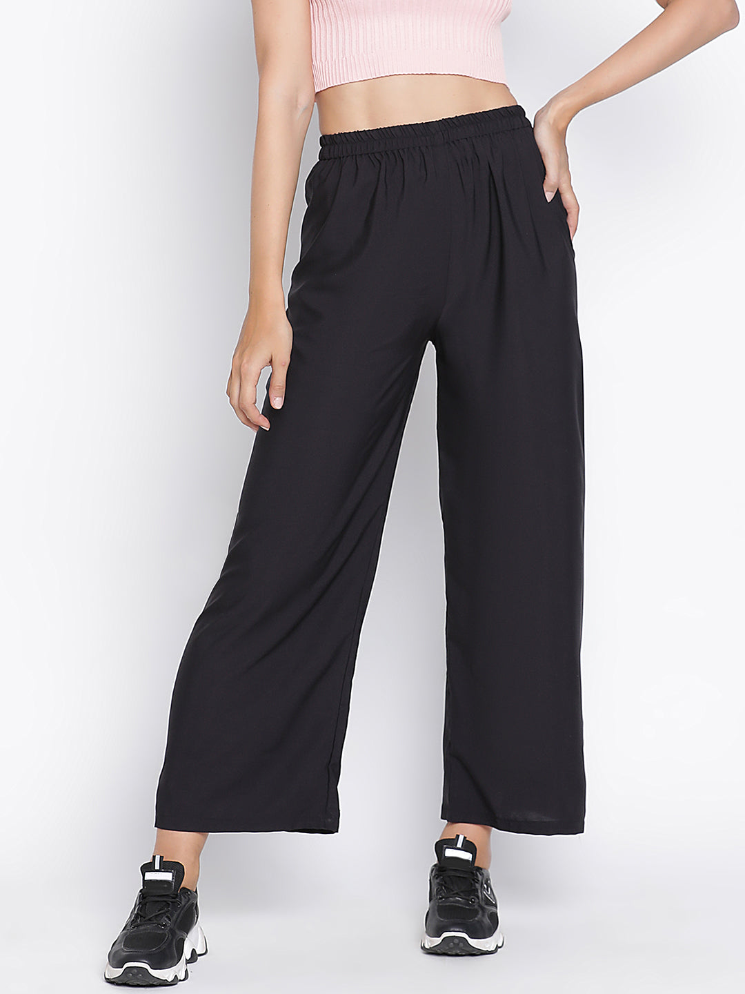 Ankle Length,Black Trouser,Ankle Length Trouser,Black Solid Trouser