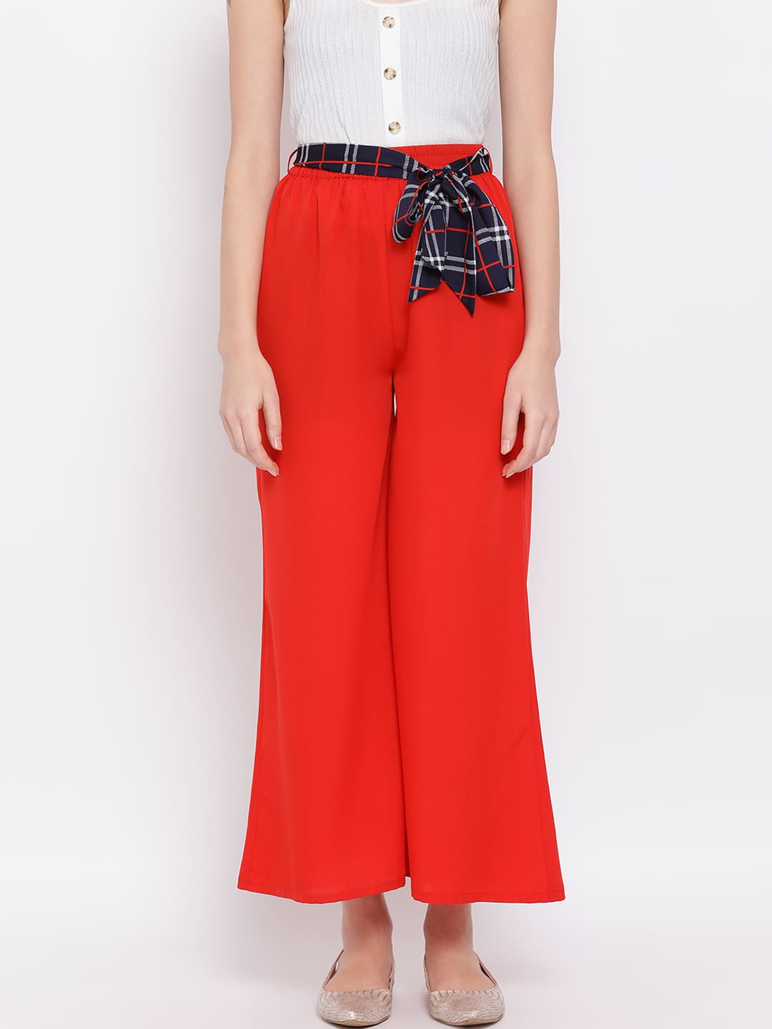 ,Red Palazzo,Red Solid Palazzo