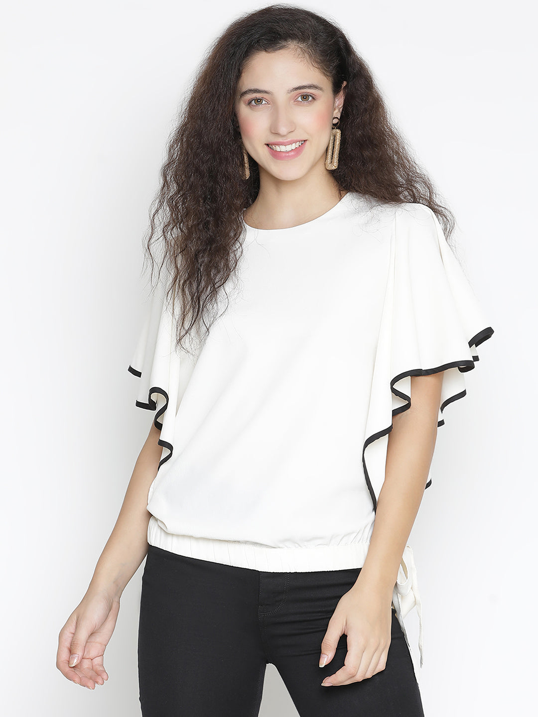 Regular,White Top,Regular Top,Round Neck Top,Short Sleeves Top,White Solid Top