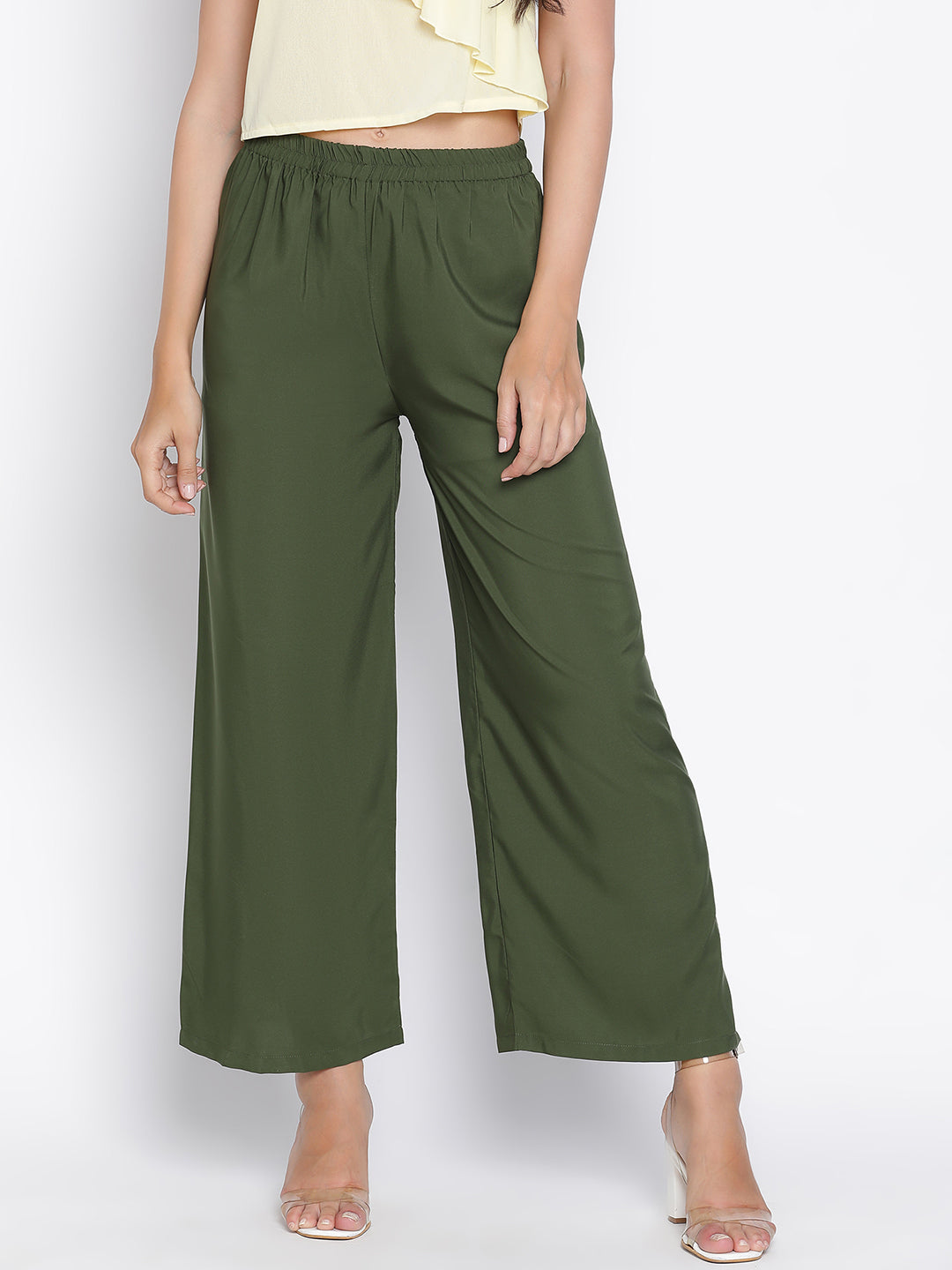 Ankle Length,Green Trouser,Ankle Length Trouser,Green Solid Trouser