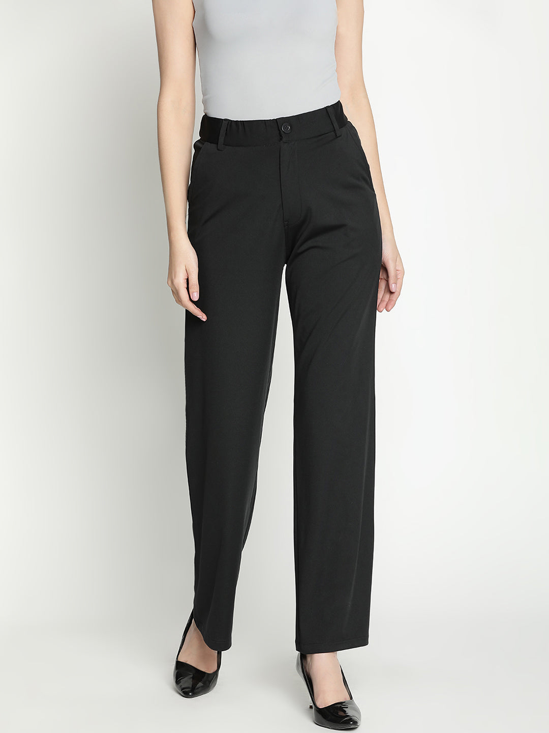 Ankle Length,Black Trouser,Ankle Length Trouser,Black Solid Trouser