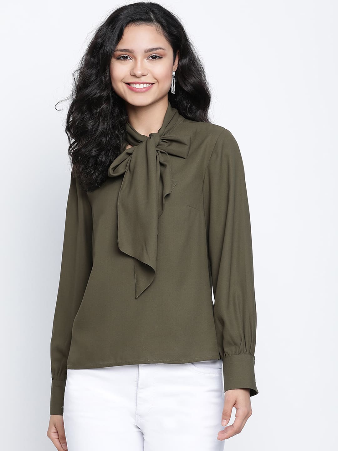 Regular,Green Top,Regular Top,Round Neck Top,Full Sleeves Top,Green Solid Top