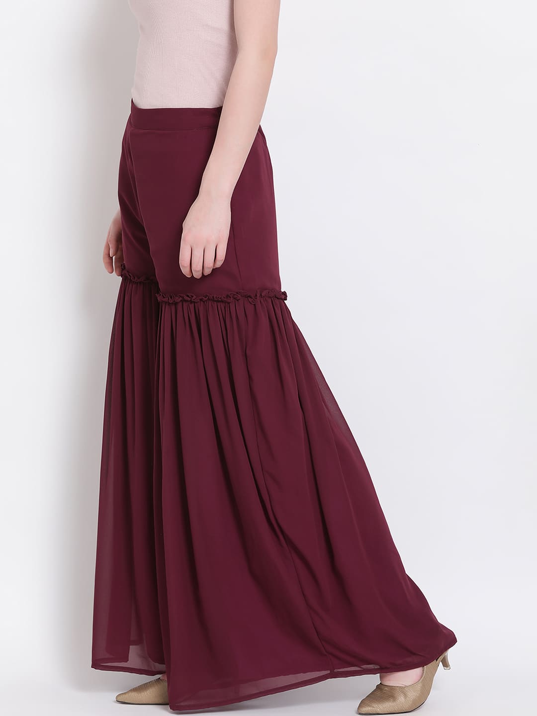 Maroon Palazzo,Maroon Solid Palazzo