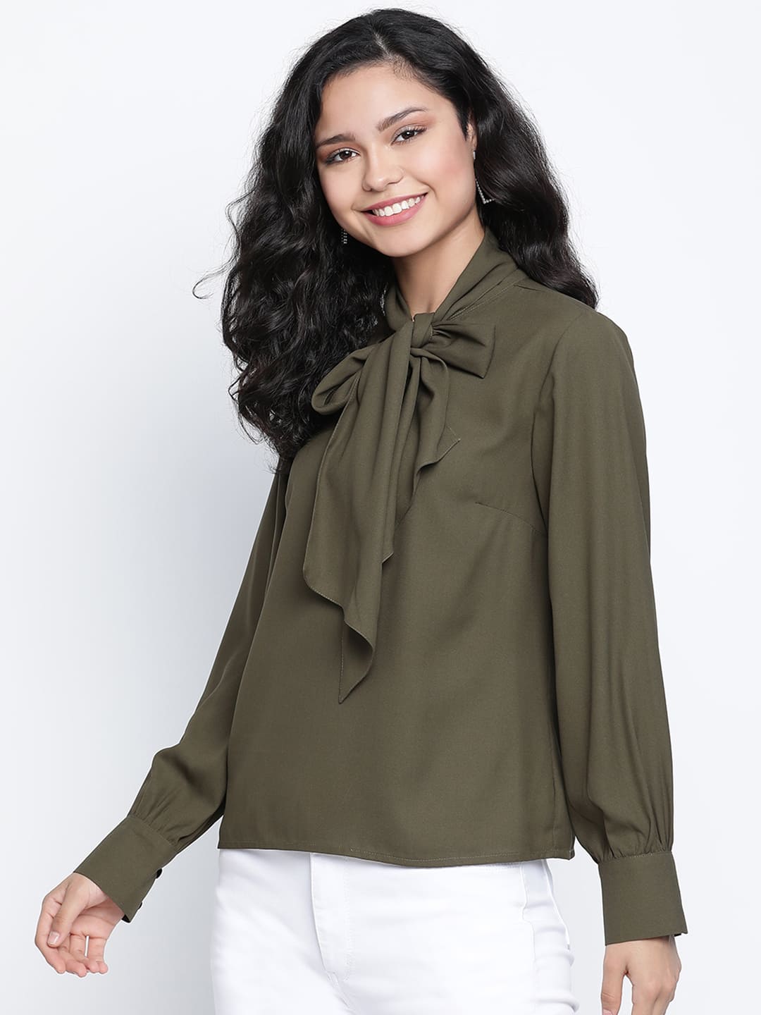 Regular,Green Top,Regular Top,Round Neck Top,Full Sleeves Top,Green Solid Top