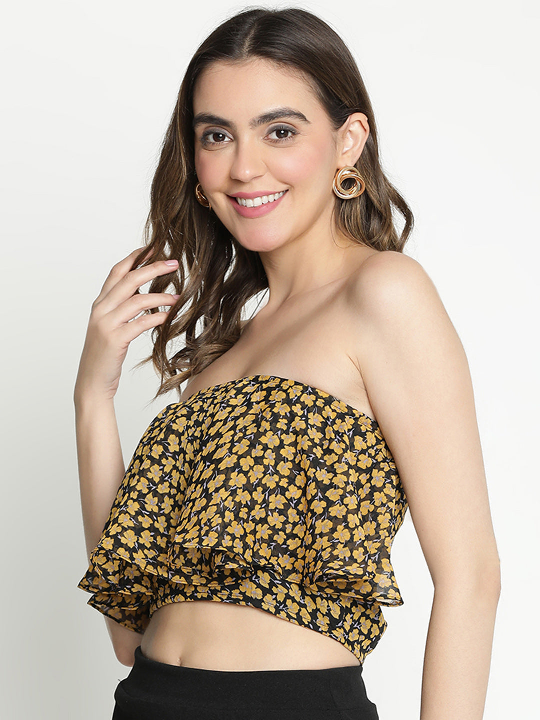 Crop Top,Multicolor Top,Crop Top,Off Shoulder Top,Sleeveless Top,Multi Animal Print Top