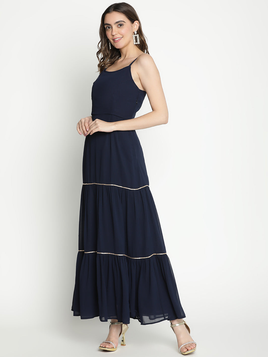 Maxi,Blue Dress,Maxi Dress,Round Neck Dress,Sleeveless Dress,Blue Solid Dress