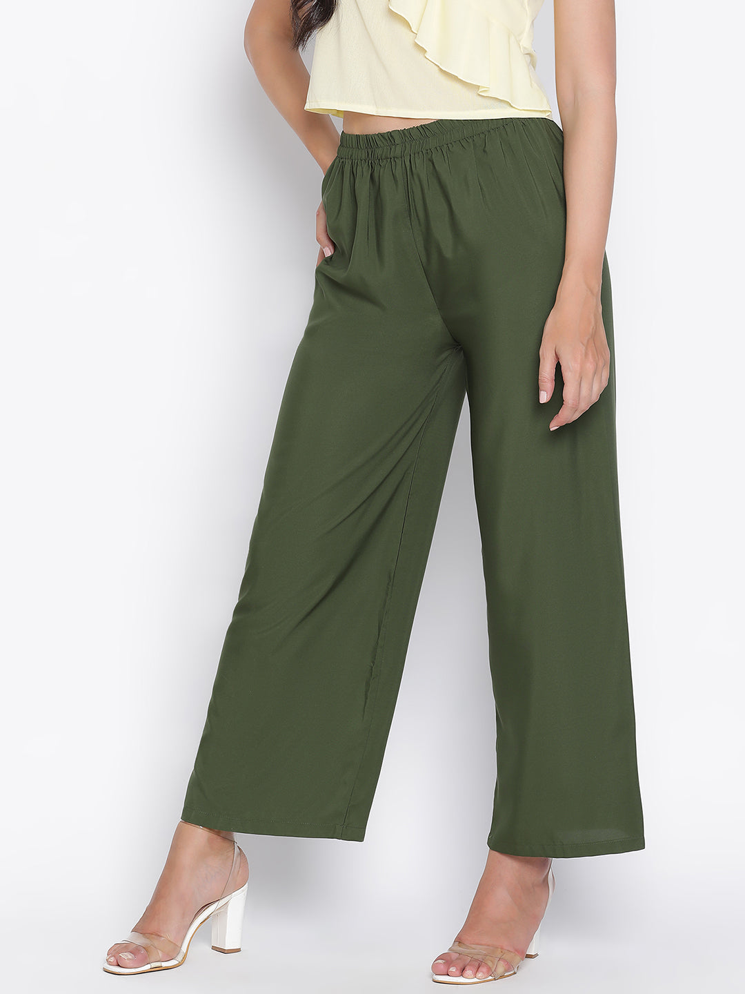 Ankle Length,Green Trouser,Ankle Length Trouser,Green Solid Trouser