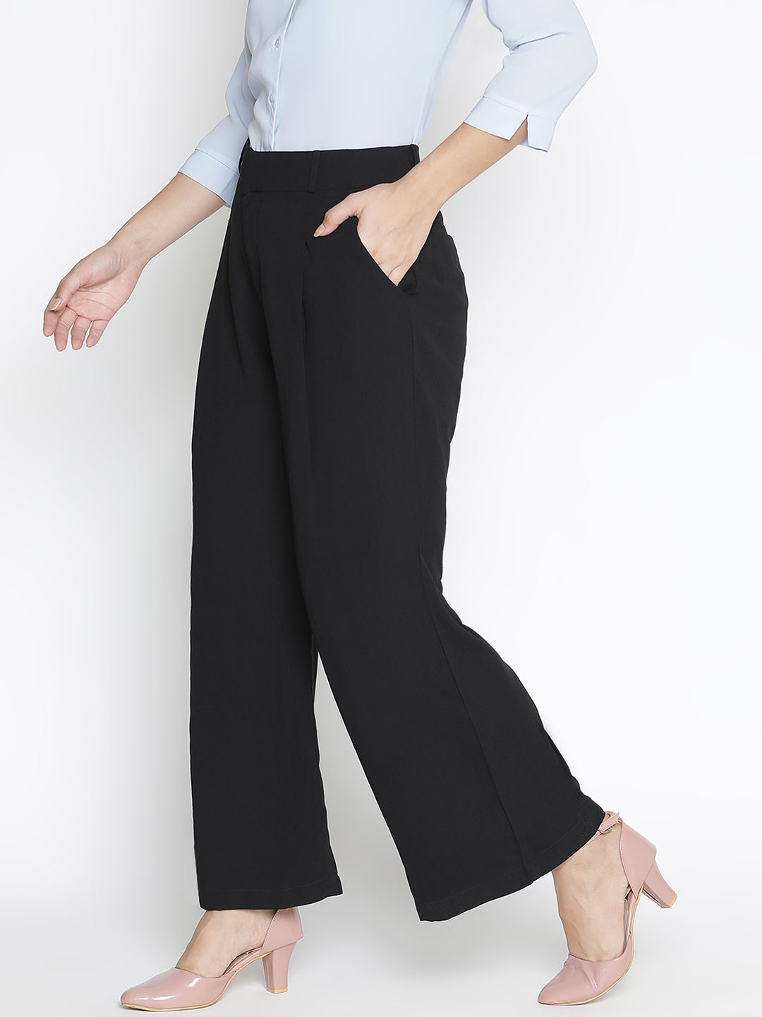 Ankle Length,Black Trouser,Ankle Length Trouser,Black Solid Trouser