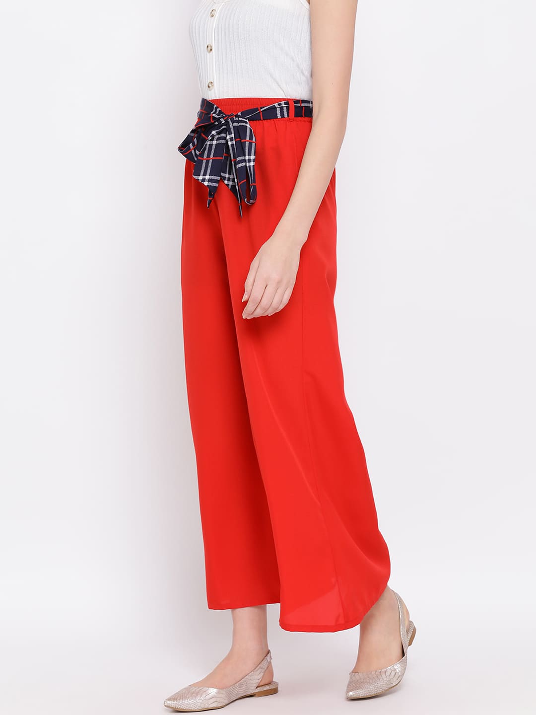 ,Red Palazzo,Red Solid Palazzo