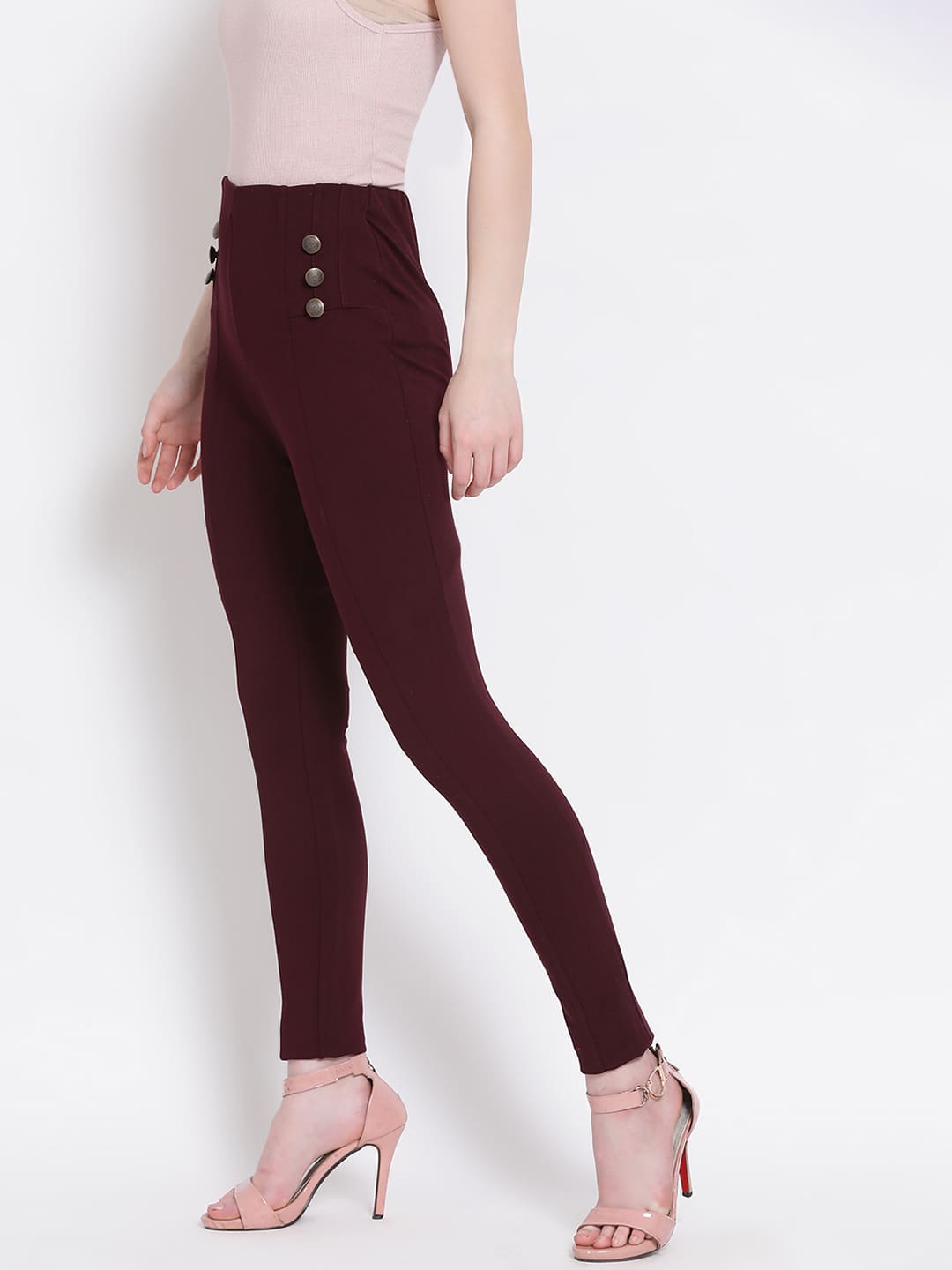 Brown Jeggings,Brown Solid Jeggings