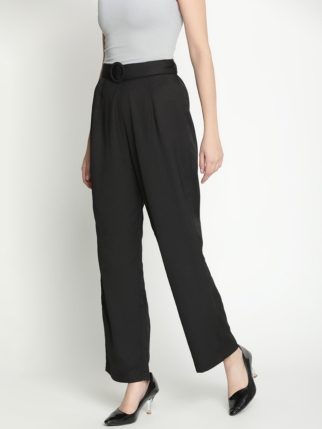 Ankle Length,Black Trouser,Ankle Length Trouser,Black Solid Trouser