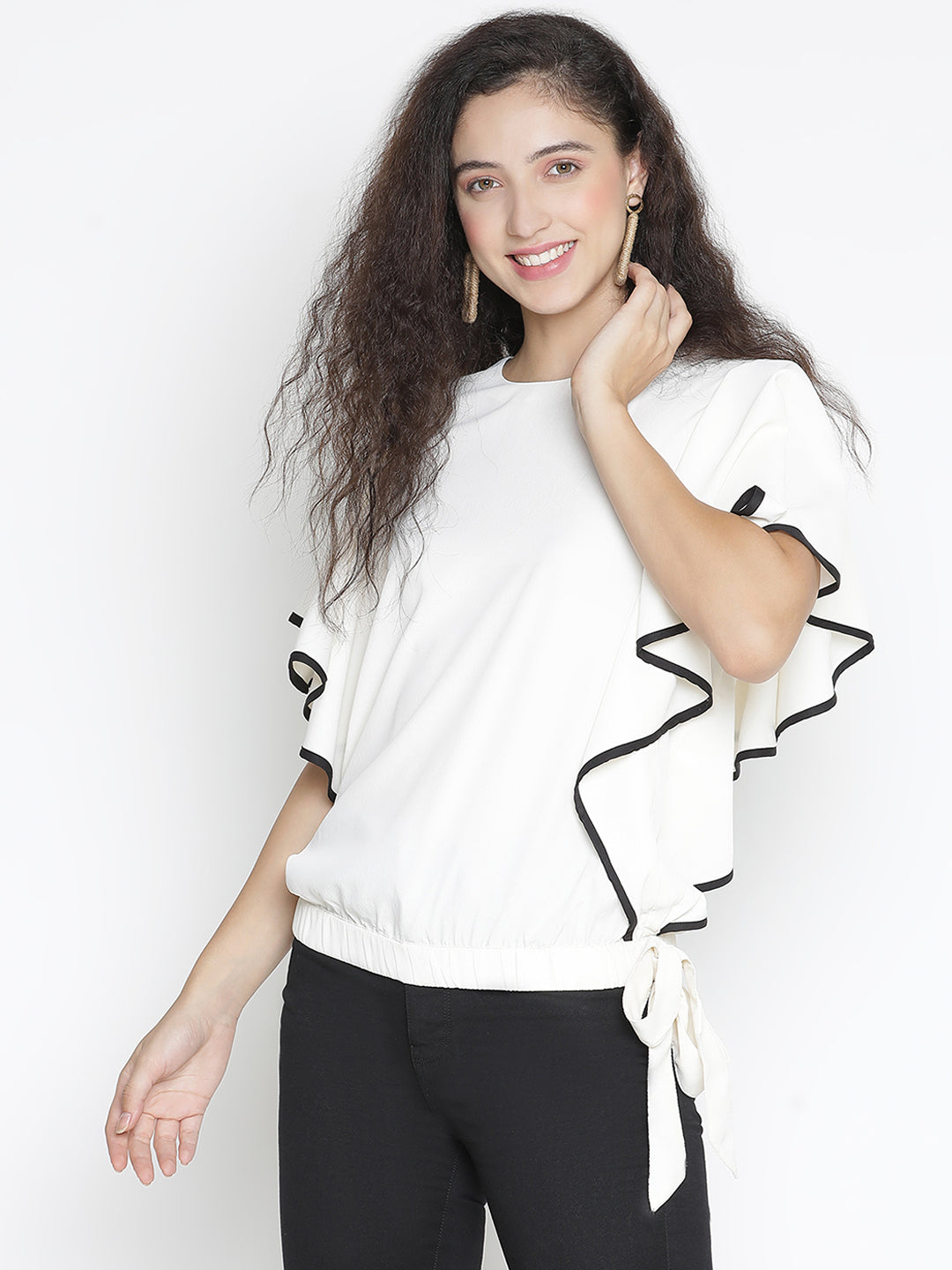 Regular,White Top,Regular Top,Round Neck Top,Short Sleeves Top,White Solid Top