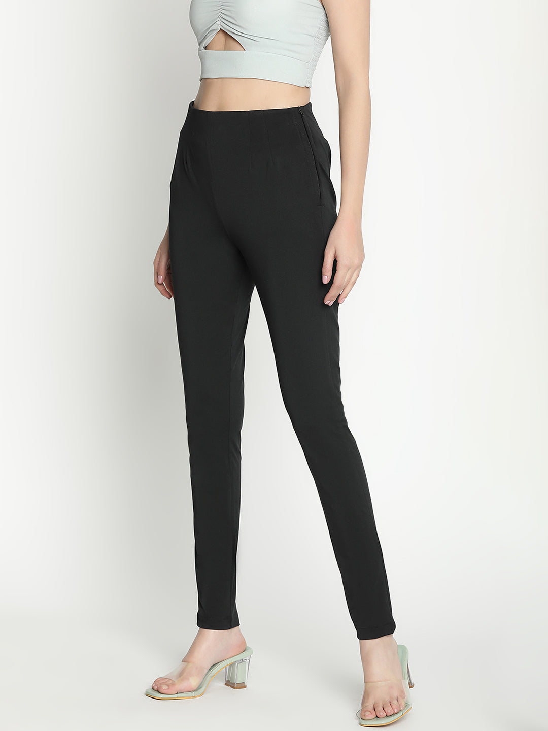 Ankle Length,Black Trouser,Ankle Length Trouser,Black Solid Trouser