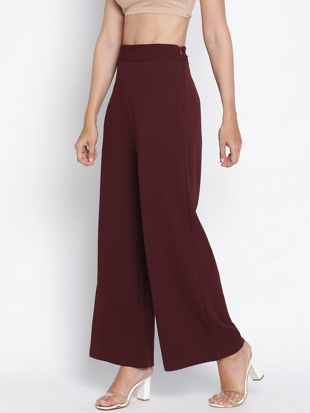 Ankle Length,Maroon Trouser,Ankle Length Trouser,Maroon Solid Trouser