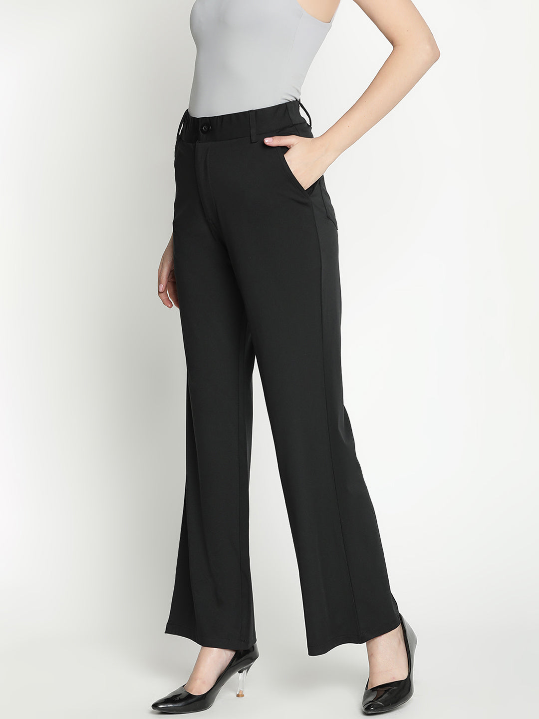 Ankle Length,Black Trouser,Ankle Length Trouser,Black Solid Trouser