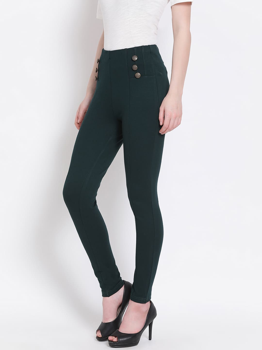 Green Jeggings,Green Solid Jeggings