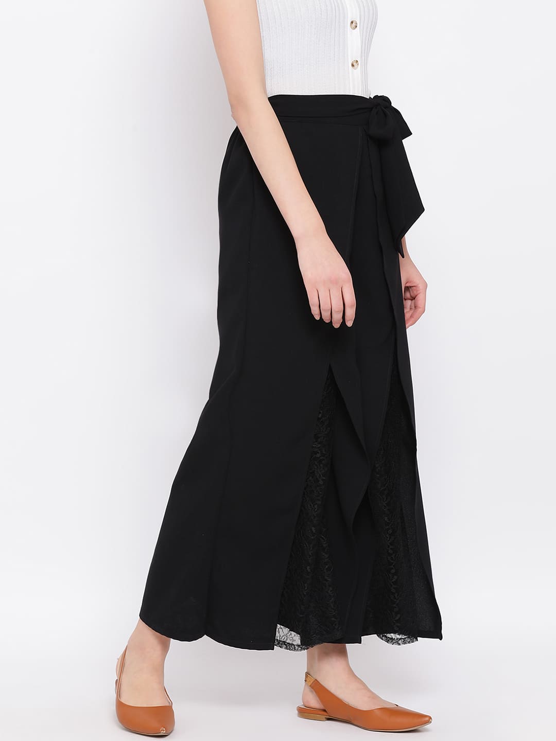 ,Black Palazzo,Black Solid Palazzo