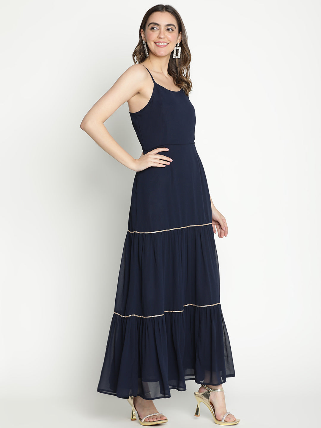 Maxi,Blue Dress,Maxi Dress,Round Neck Dress,Sleeveless Dress,Blue Solid Dress