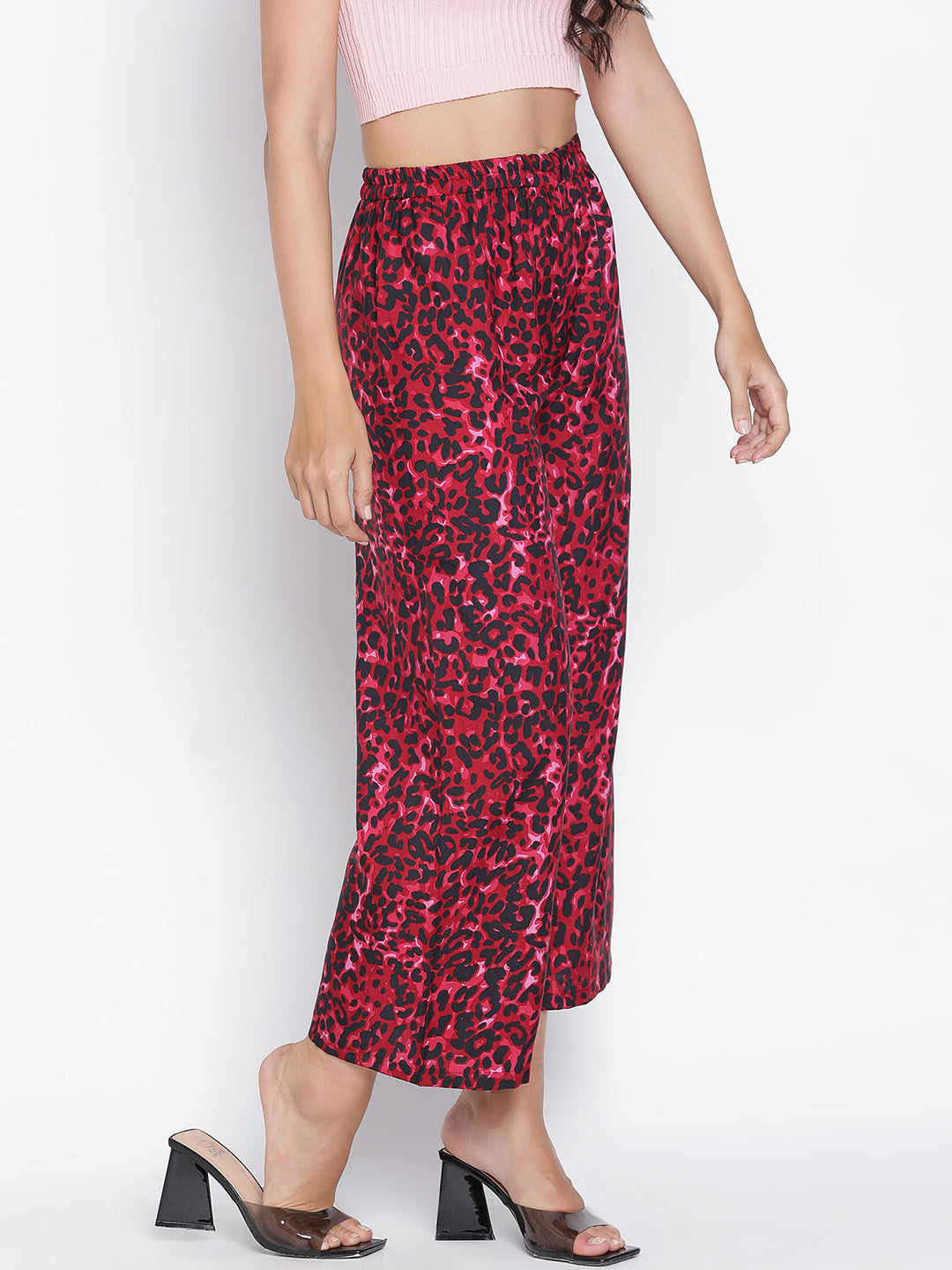 Ankle Length,Red Trouser,Ankle Length Trouser,Red Animal Print Trouser