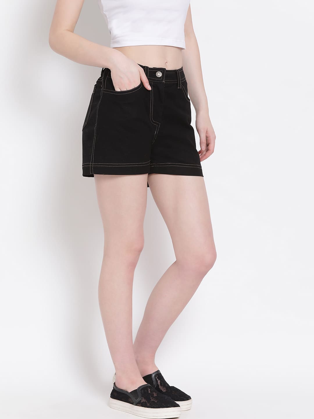 ,Black Shorts,Black Solid Shorts