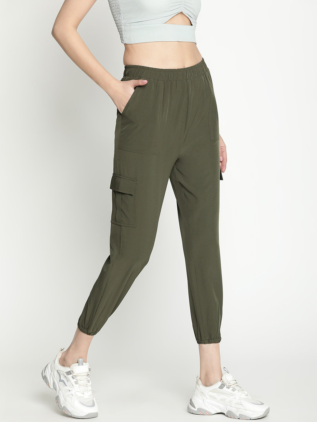 Above Ankle,Green Trouser,Above Ankle Trouser,Green Solid Trouser