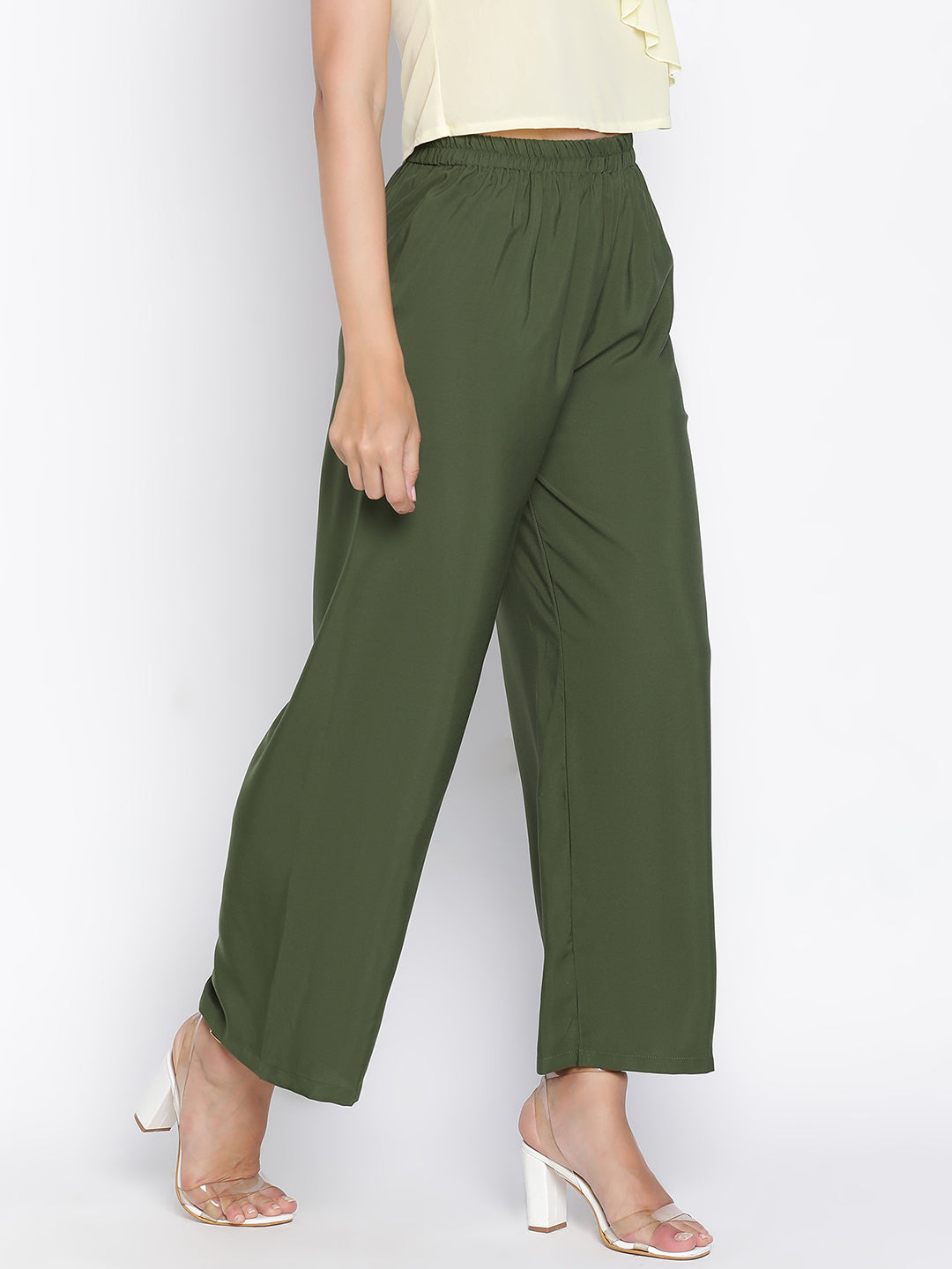 Ankle Length,Green Trouser,Ankle Length Trouser,Green Solid Trouser