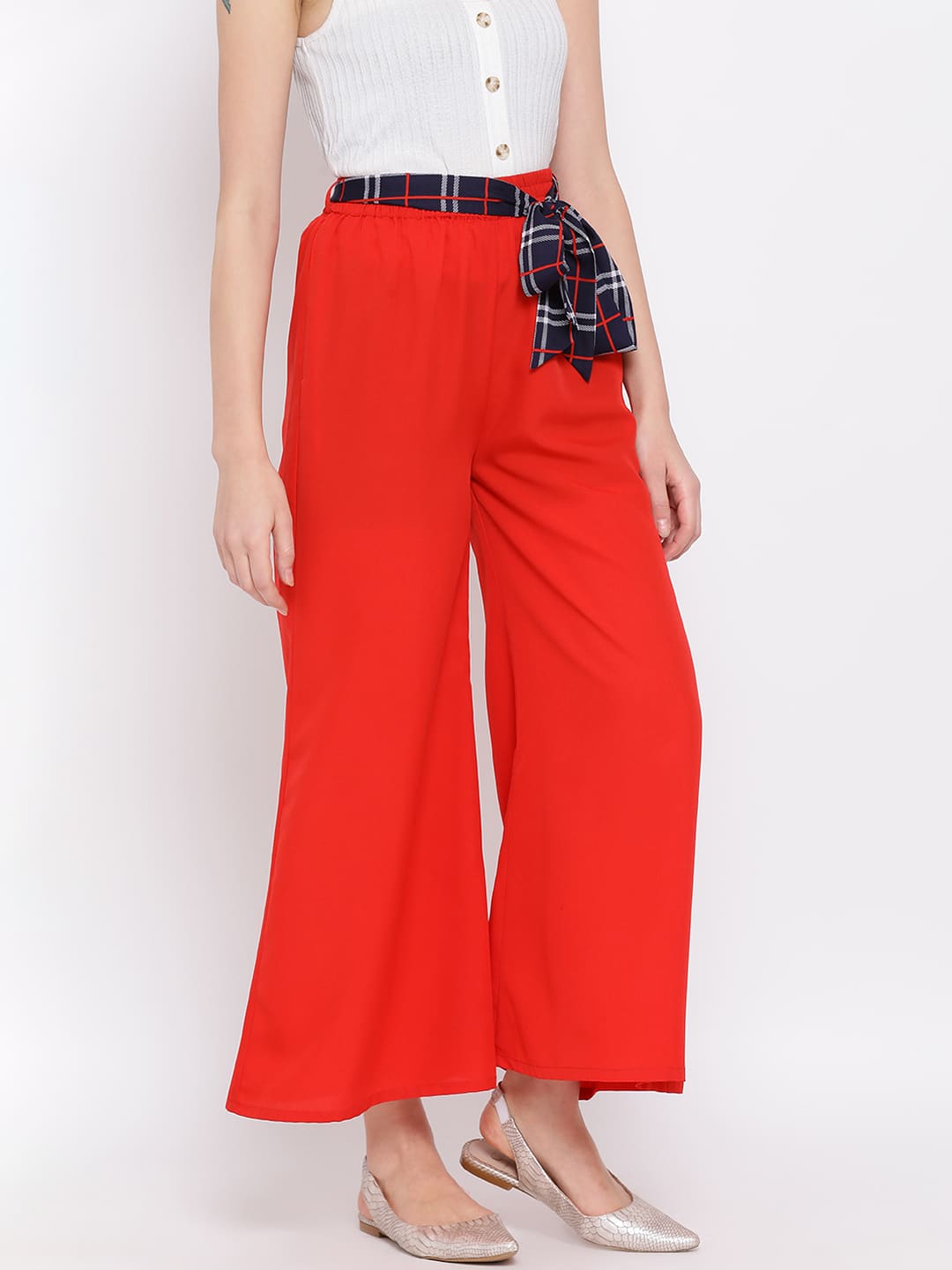 ,Red Palazzo,Red Solid Palazzo