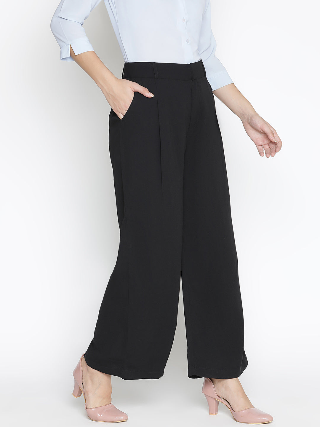 Ankle Length,Black Trouser,Ankle Length Trouser,Black Solid Trouser