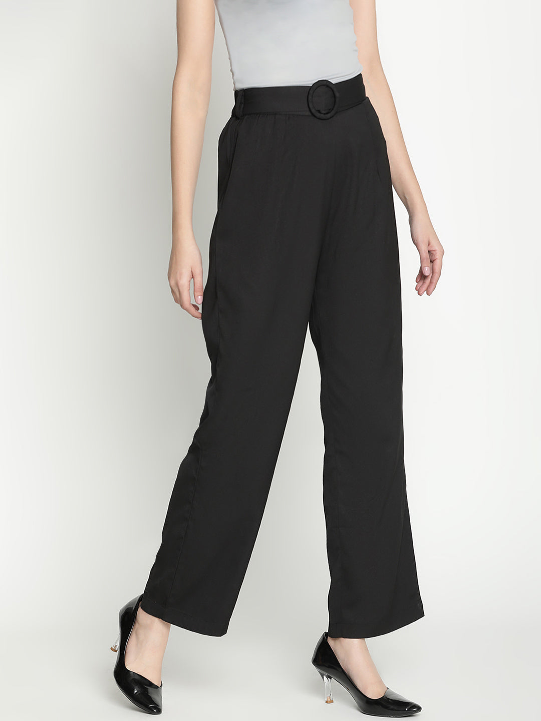 Ankle Length,Black Trouser,Ankle Length Trouser,Black Solid Trouser