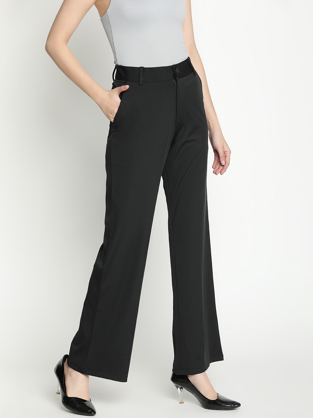 Ankle Length,Black Trouser,Ankle Length Trouser,Black Solid Trouser