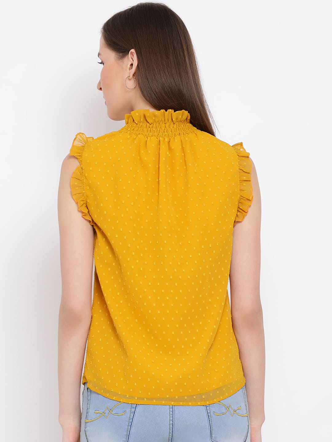 Regular,Yellow Top,Regular Top,Round Neck Top,Sleeveless Top,Yellow Solid Top