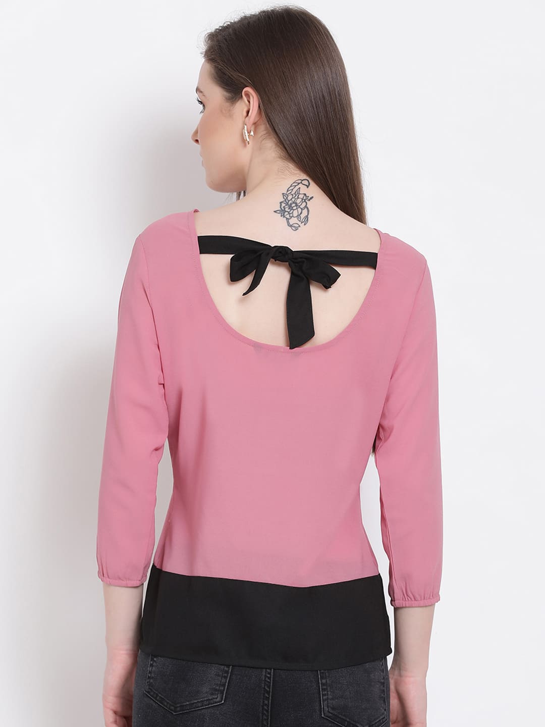 Crop Top,Pink Top,Crop Top,Round Neck Top,Quater Sleeves Top,Pink Solid Top