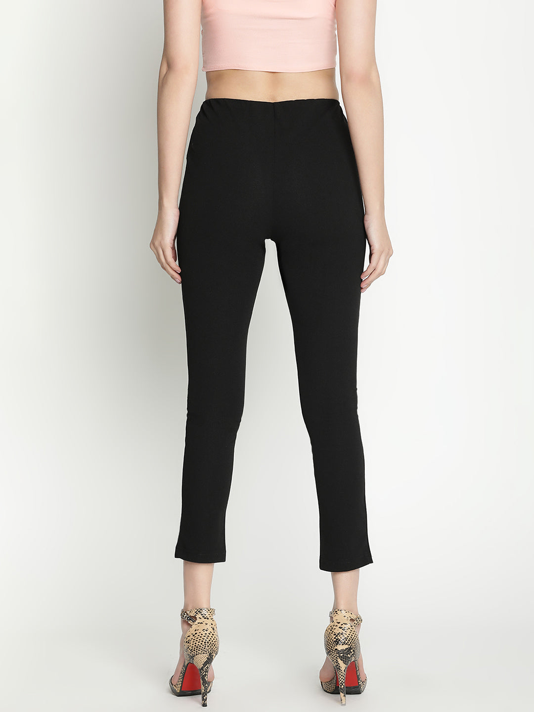 Above Ankle,Black Trouser,Above Ankle Trouser,Black Solid Trouser