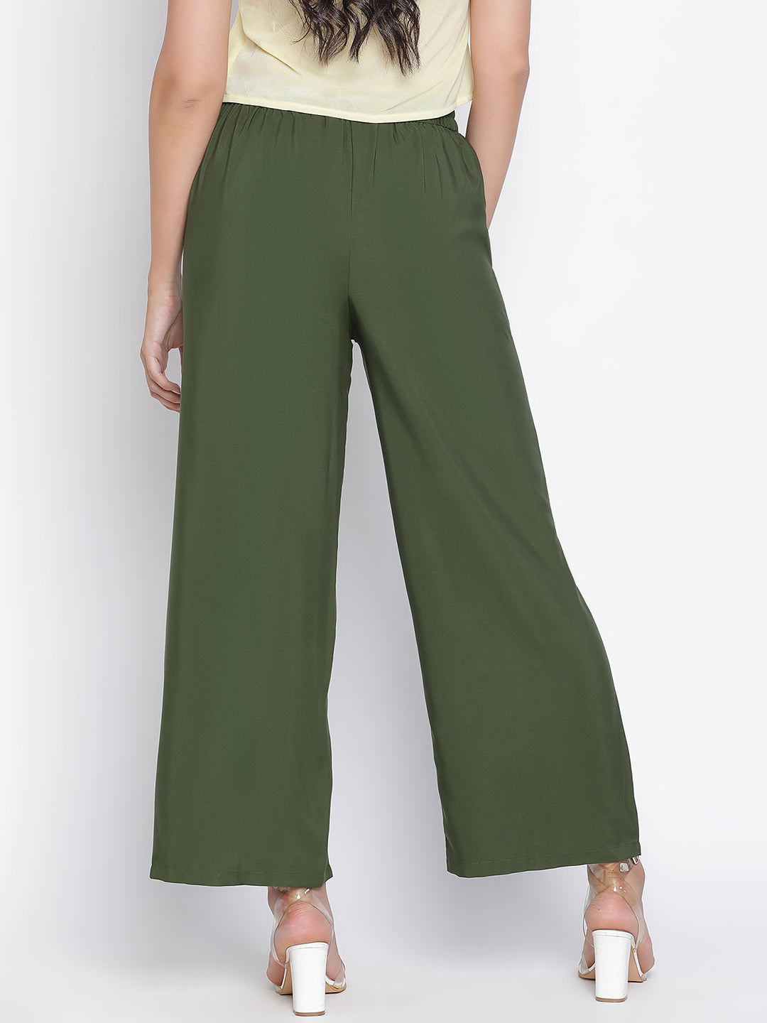 Ankle Length,Green Trouser,Ankle Length Trouser,Green Solid Trouser