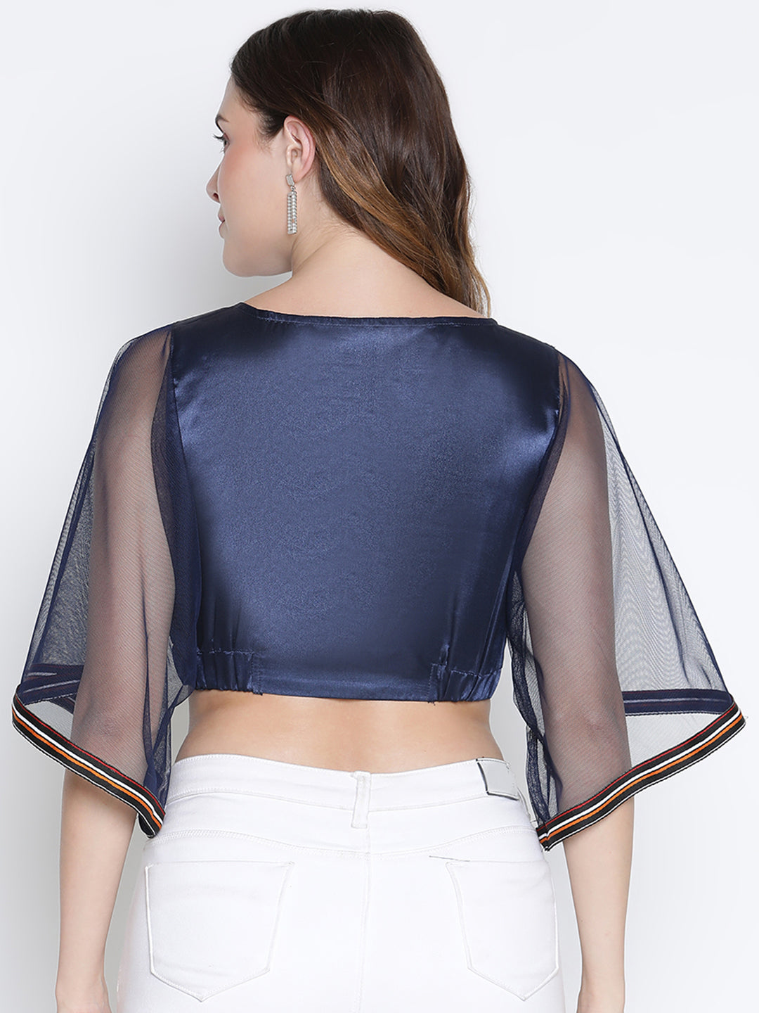 Crop Top,Blue Top,Crop Top,Round Neck Top,Sleeveless Top,Blue Solid Top