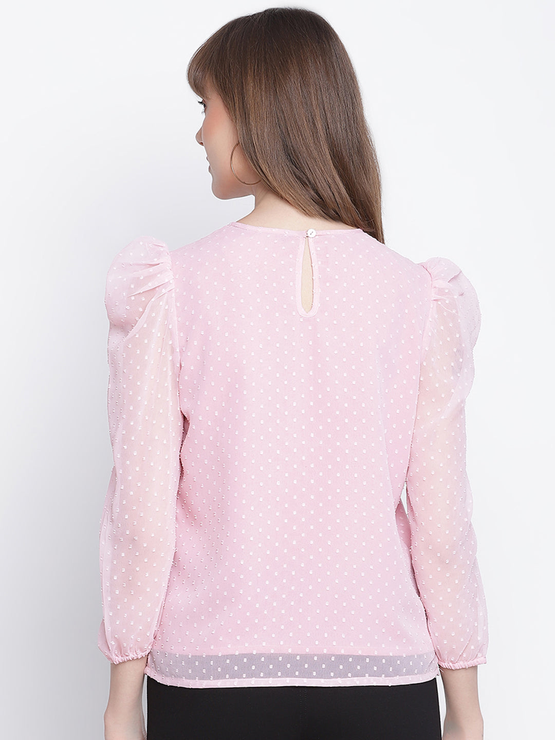 Regular,Pink Top,Regular Top,Round Neck Top,Full Sleeves Top,Pink Solid Top