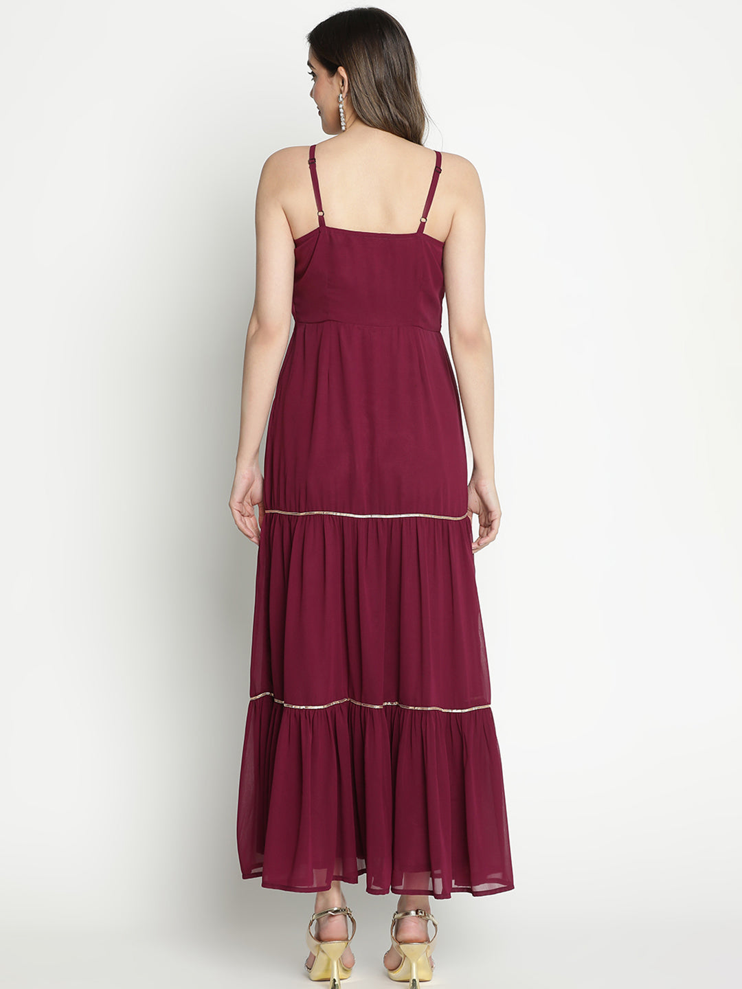 Maxi,Maroon Dress,Maxi Dress,Round Neck Dress,Sleeveless Dress,Maroon Solid Dress