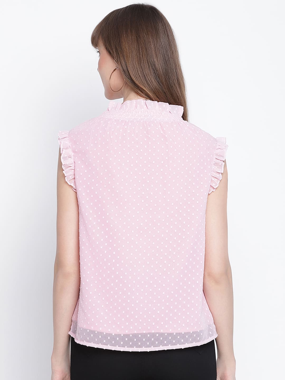 Regular,Pink Top,Regular Top,Round Neck Top,Sleeveless Top,Pink Solid Top